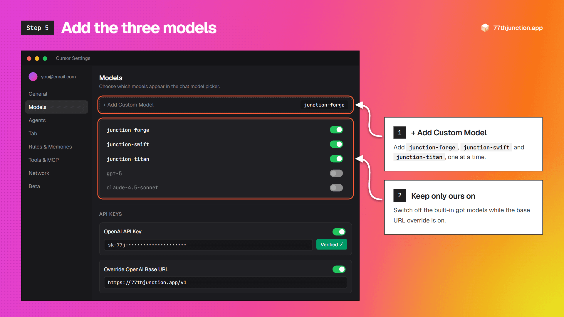 Custom models junction-forge, junction-swift and junction-titan added and switched on